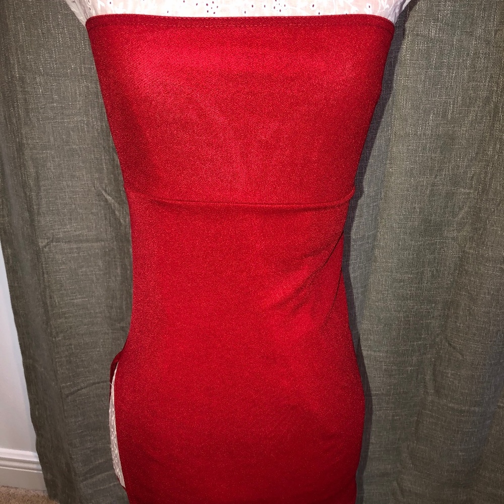 Red Strapless Bodycon